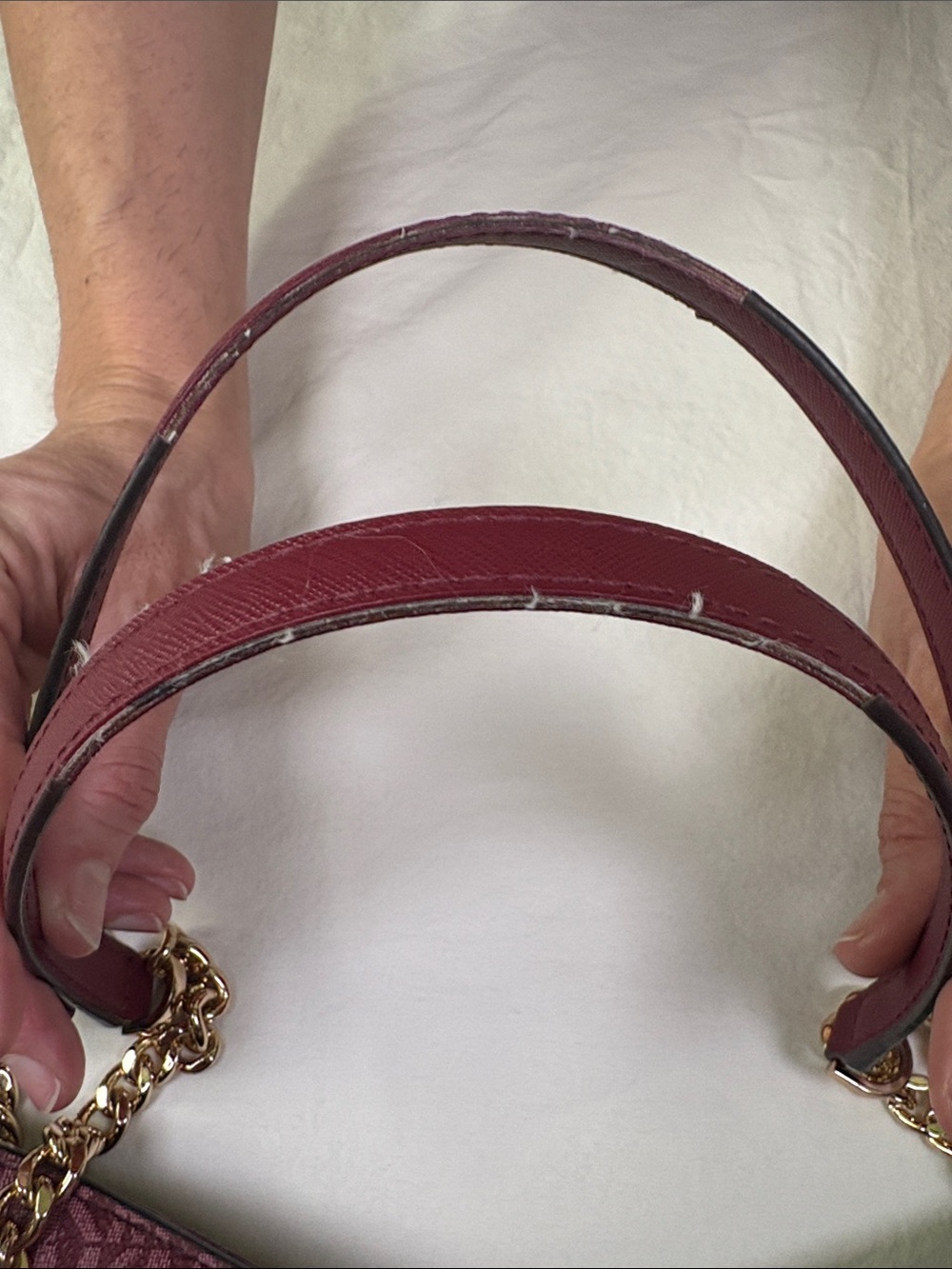 Michael Kors Burgundy MK Logo Chain-Handle Tote - Picture 5 of 7